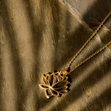 Lotus Pendant necklace, Brass 18k gold plated necklace for women, Handmade jewelry